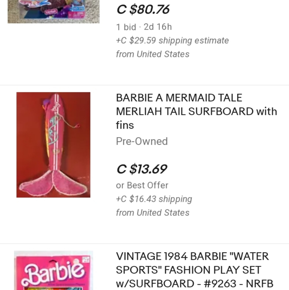 2 in 1 Barbie mermaid/surfboard*No Doll included*